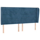vidaXL sötétkék bársony fejtámla szárnyakkal 203x23x118/128 cm