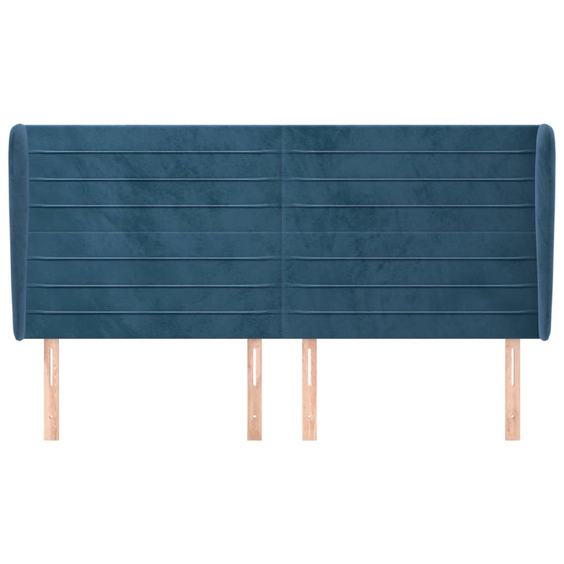 vidaXL sötétkék bársony fejtámla szárnyakkal 203x23x118/128 cm