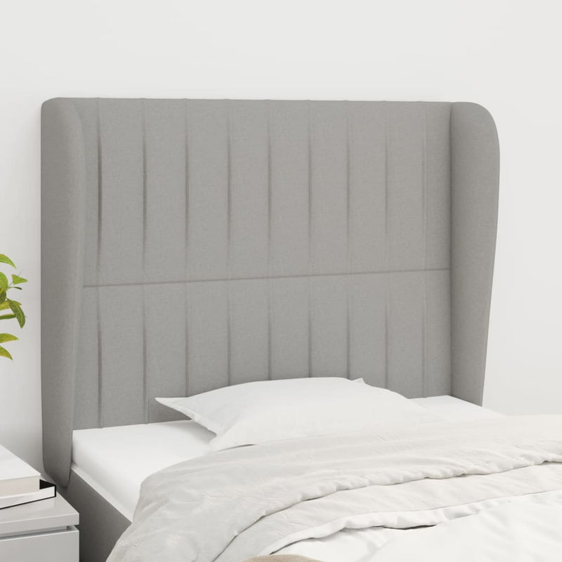 vidaXL világosszürke szövet fejtámla szárnyakkal 93 x 23 x 118/128 cm