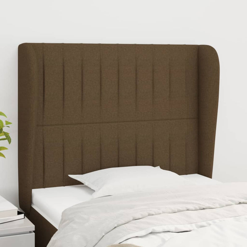 vidaXL sötétbarna szövet fejtámla szárnyakkal 93 x 23 x 118/128 cm