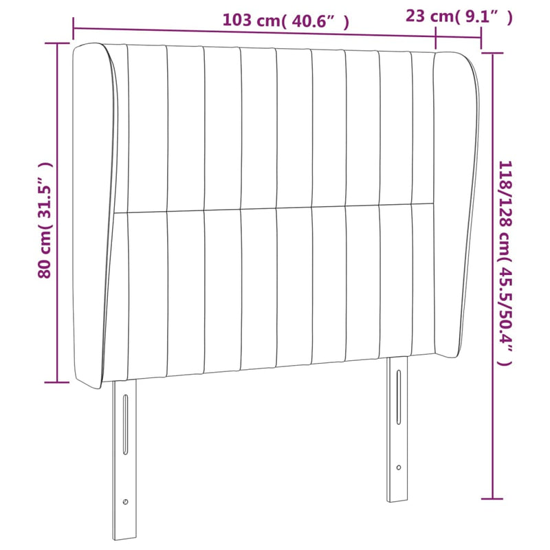 vidaXL fekete szövet fejtámla szárnyakkal 103 x 23 x 118/128 cm