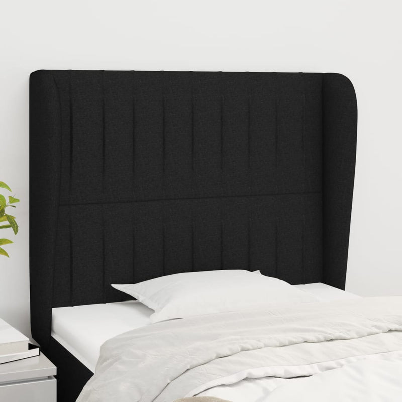 vidaXL fekete szövet fejtámla szárnyakkal 103 x 23 x 118/128 cm