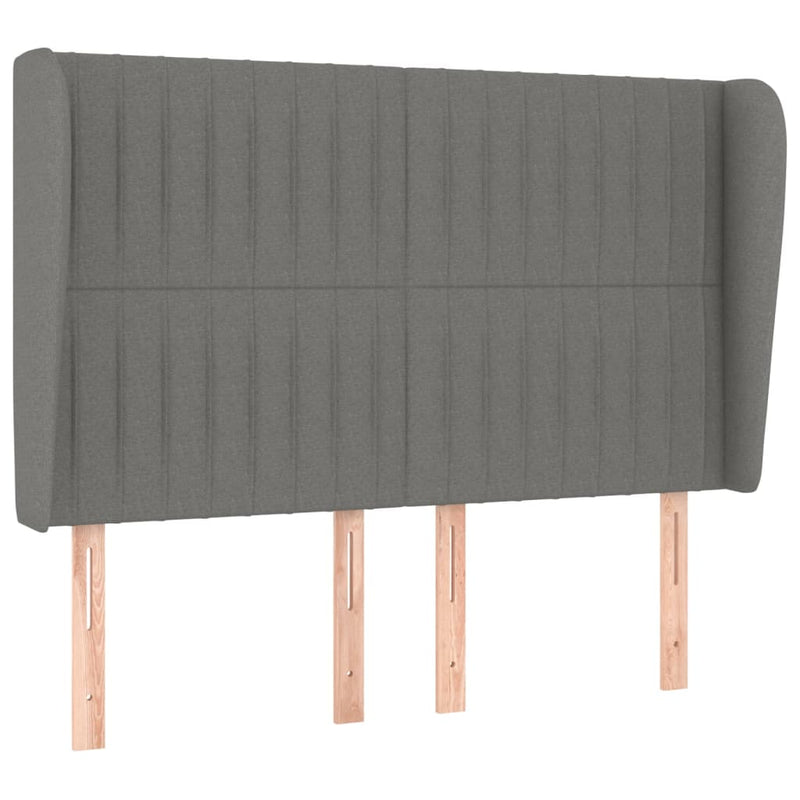 vidaXL sötétszürke szövet fejtámla szárnyakkal 147 x 23 x 118/128 cm