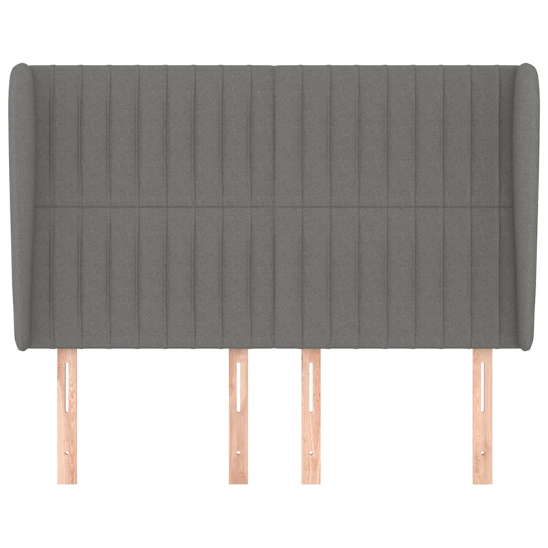 vidaXL sötétszürke szövet fejtámla szárnyakkal 147 x 23 x 118/128 cm