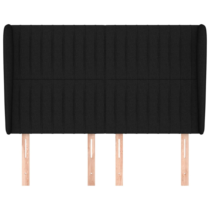 vidaXL fekete szövet fejtámla szárnyakkal 147 x 23 x 118/128 cm