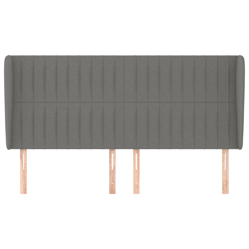 vidaXL sötétszürke szövet fejtámla szárnyakkal 163 x 23 x 118/128 cm