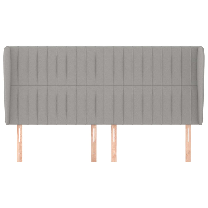 vidaXL világosszürke szövet fejtámla szárnyakkal 203x23x118/128 cm