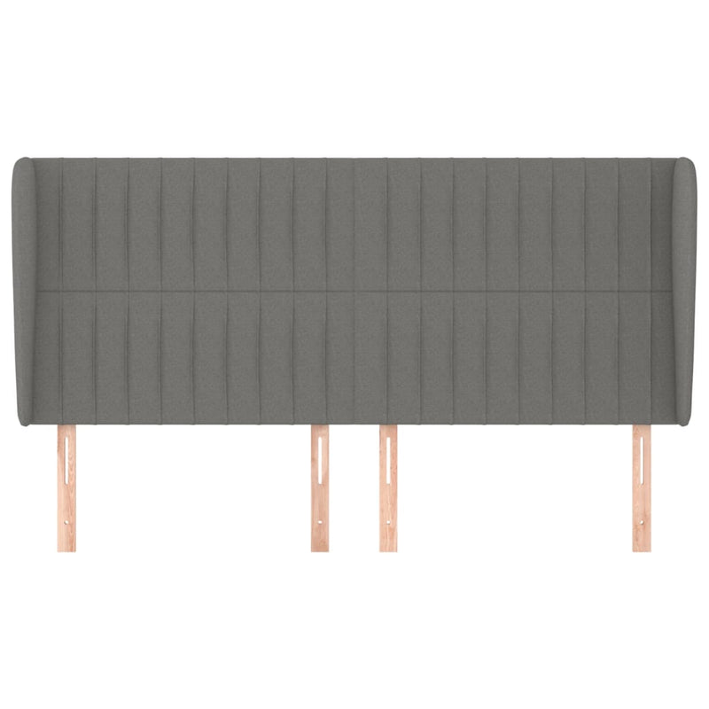 vidaXL sötétszürke szövet fejtámla szárnyakkal 203x23x118/128 cm