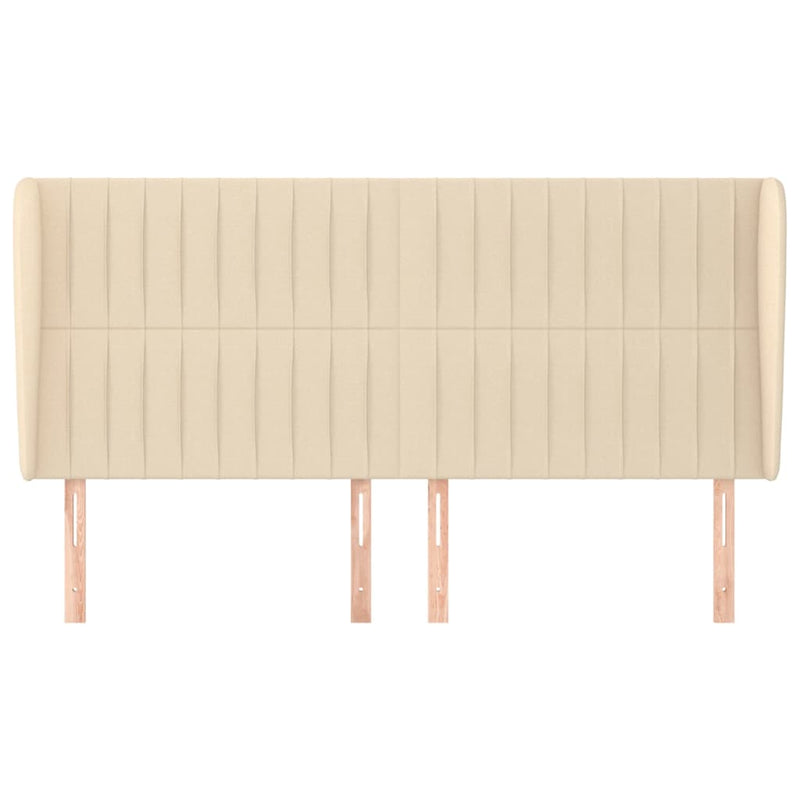 vidaXL krémszínű szövet fejtámla szárnyakkal 203x23x118/128 cm
