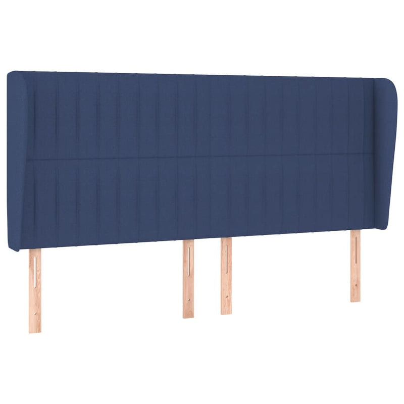 vidaXL kék szövet fejtámla szárnyakkal 203x23x118/128 cm