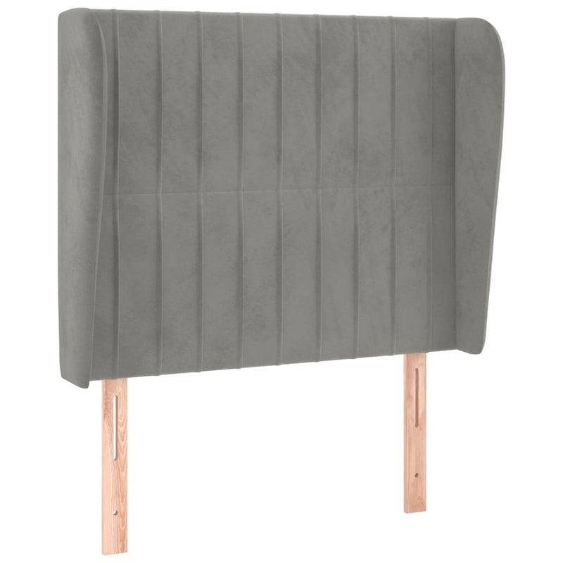 vidaXL világosszürke bársony fejtámla szárnyakkal 83 x 23 x 118/128 cm