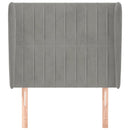vidaXL világosszürke bársony fejtámla szárnyakkal 83 x 23 x 118/128 cm