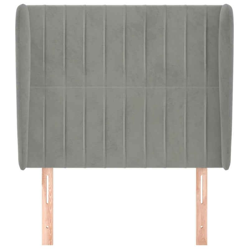 vidaXL világosszürke bársony fejtámla szárnyakkal 83 x 23 x 118/128 cm