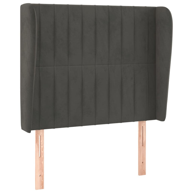 vidaXL sötétszürke bársony fejtámla szárnyakkal 83 x 23 x 118/128 cm