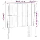 vidaXL sötétszürke bársony fejtámla szárnyakkal 83 x 23 x 118/128 cm