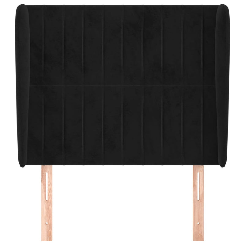 vidaXL fekete bársony fejtámla szárnyakkal 83 x 23 x 118/128 cm