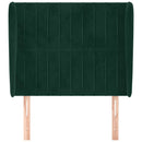 vidaXL sötétzöld bársony fejtámla szárnyakkal 83 x 23 x 118/128 cm