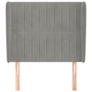 vidaXL világosszürke bársony fejtámla szárnyakkal 93 x 23 x 118/128 cm