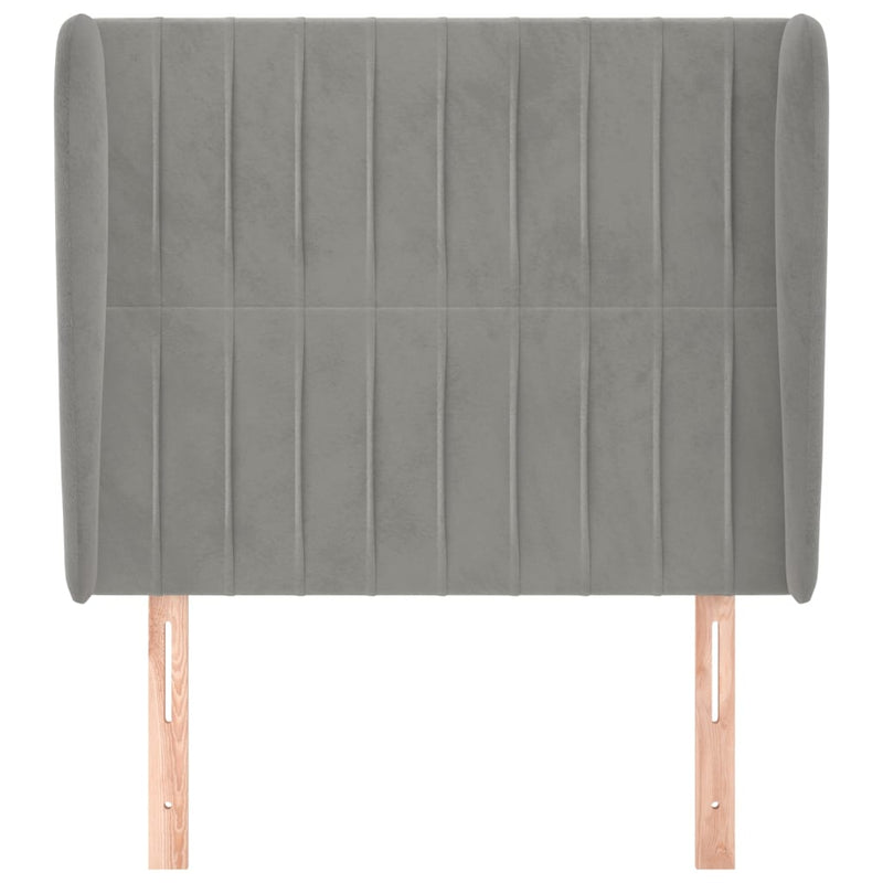 vidaXL világosszürke bársony fejtámla szárnyakkal 93 x 23 x 118/128 cm