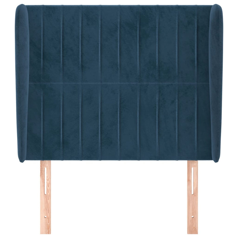 vidaXL sötétkék bársony fejtámla szárnyakkal 93 x 23 x 118/128 cm