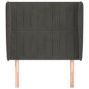 vidaXL sötétszürke bársony fejtámla szárnyakkal 103 x 23 x 118/128 cm