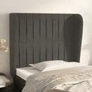 vidaXL sötétszürke bársony fejtámla szárnyakkal 103 x 23 x 118/128 cm