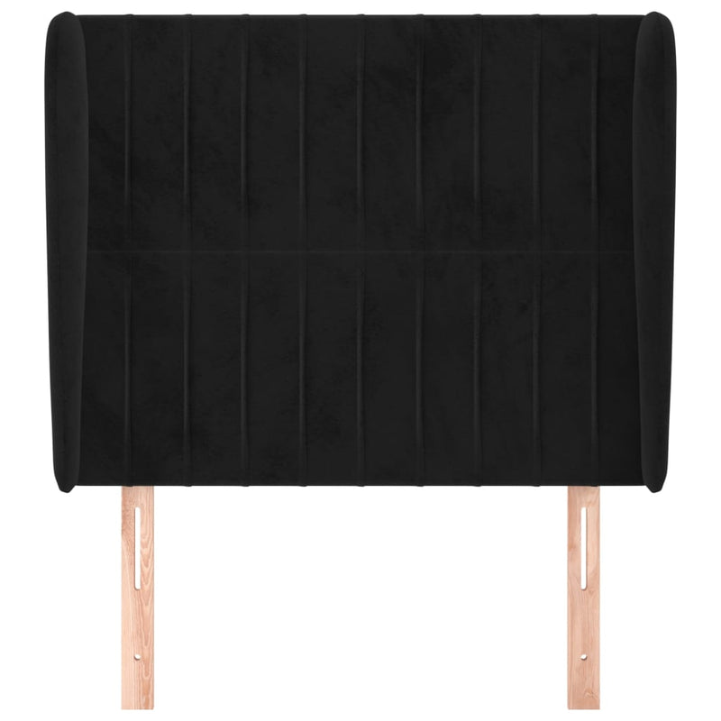vidaXL fekete bársony fejtámla szárnyakkal 103 x 23 x 118/128 cm