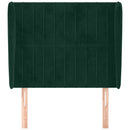 vidaXL sötétzöld bársony fejtámla szárnyakkal 103 x 23 x 118/128 cm