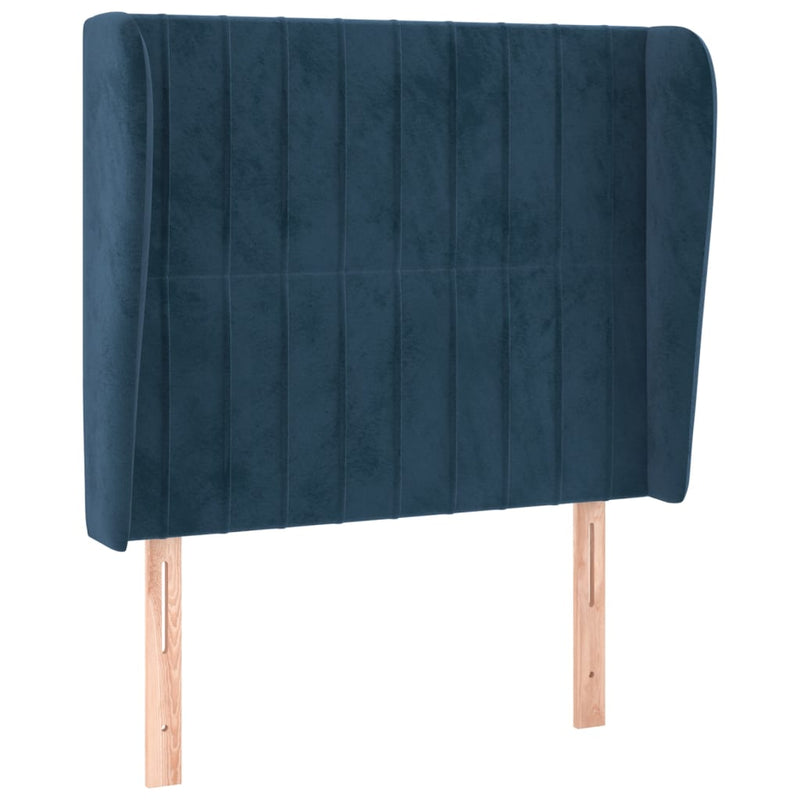 vidaXL sötétkék bársony fejtámla szárnyakkal 103 x 23 x 118/128 cm