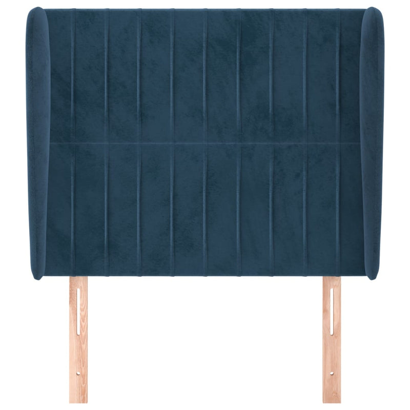 vidaXL sötétkék bársony fejtámla szárnyakkal 103 x 23 x 118/128 cm