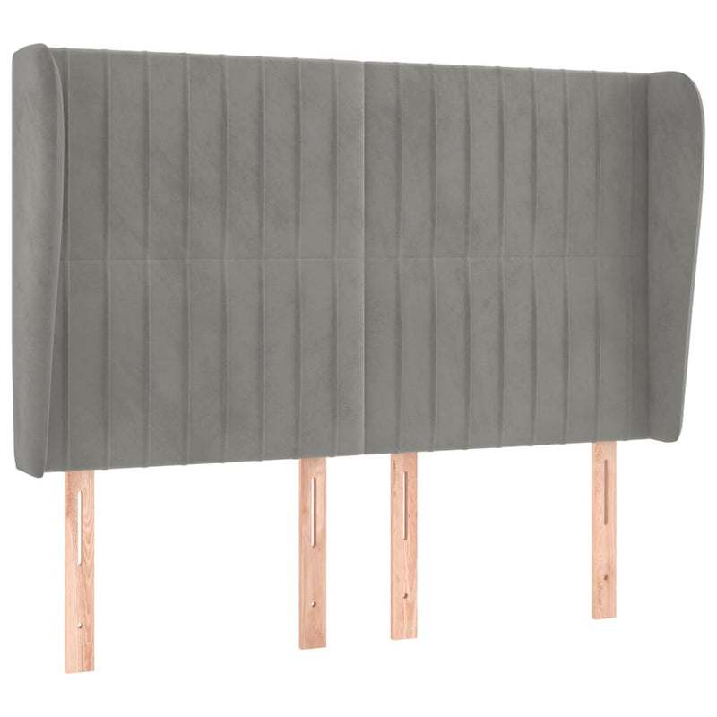 vidaXL világosszürke bársony fejtámla szárnyakkal147 x 23 x 118/128 cm