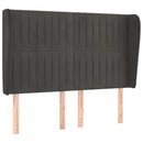 vidaXL sötétszürke bársony fejtámla szárnyakkal 147 x 23 x 118/128 cm
