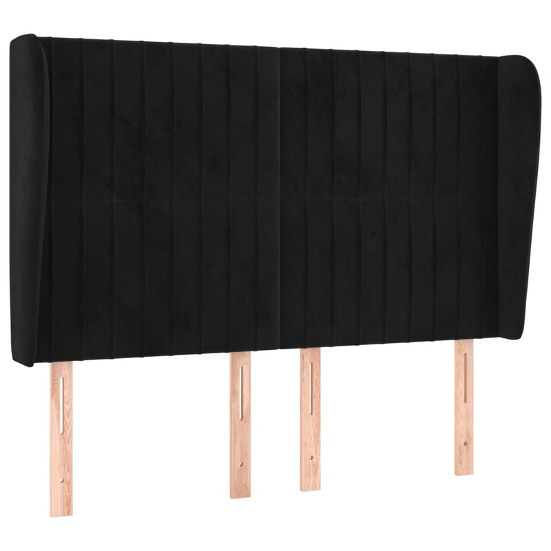 vidaXL fekete bársony fejtámla szárnyakkal 147 x 23 x 118/128 cm