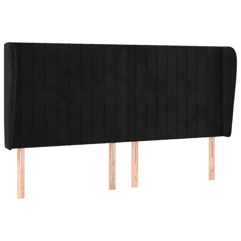 vidaXL fekete bársony fejtámla szárnyakkal 163 x 23 x 118/128 cm