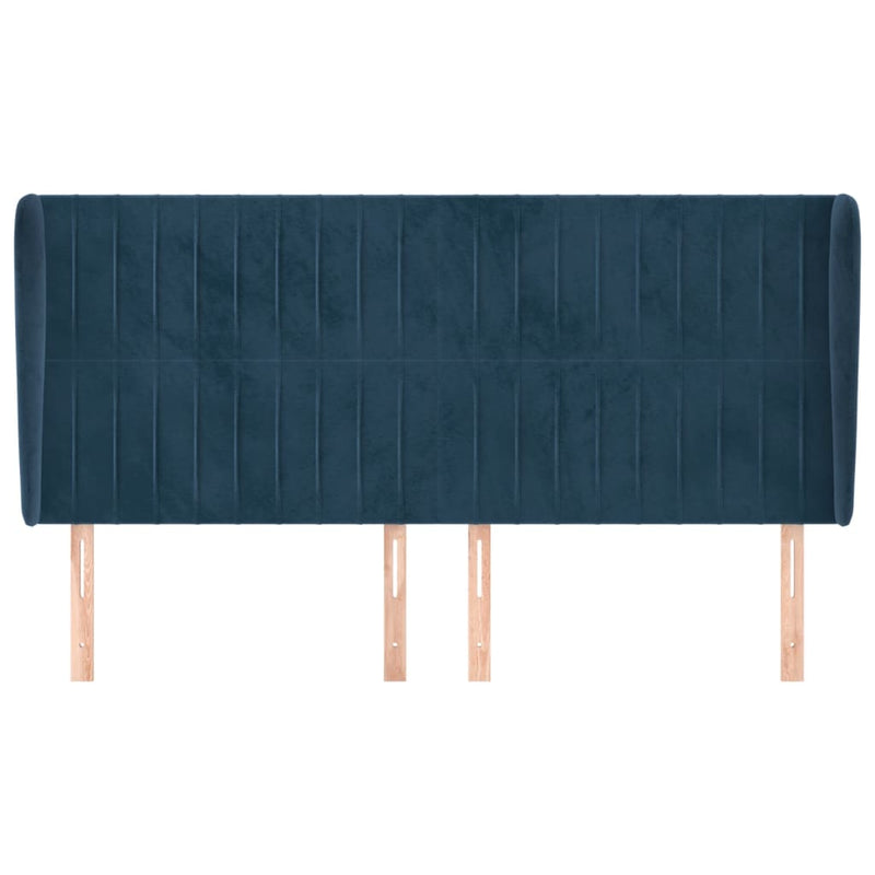 vidaXL sötétkék bársony fejtámla szárnyakkal 183x23x118/128 cm