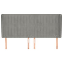 vidaXL világosszürke bársony fejtámla szárnyakkal 203x23x118/128 cm