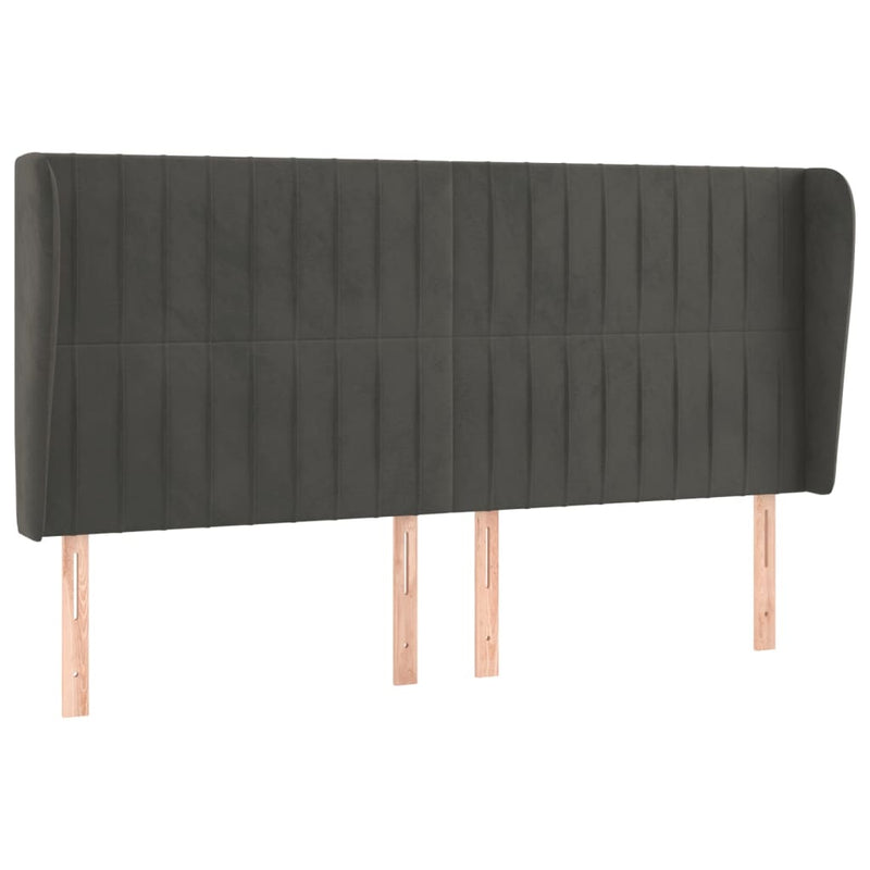 vidaXL sötétszürke bársony fejtámla szárnyakkal 203x23x118/128 cm