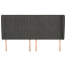 vidaXL sötétszürke bársony fejtámla szárnyakkal 203x23x118/128 cm