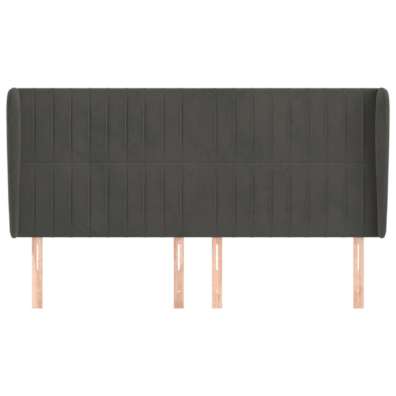 vidaXL sötétszürke bársony fejtámla szárnyakkal 203x23x118/128 cm