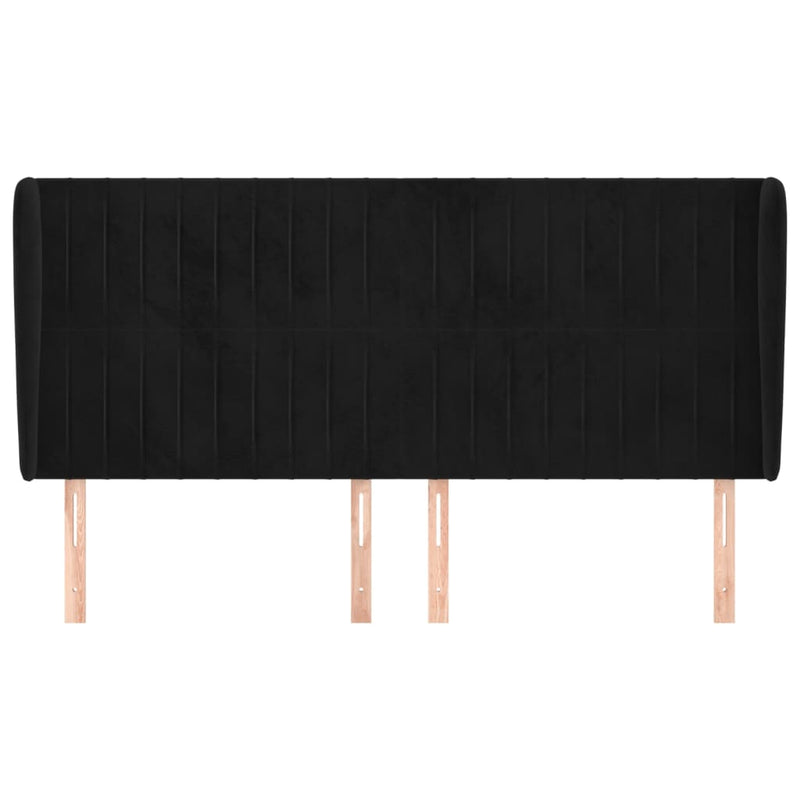 vidaXL fekete bársony fejtámla szárnyakkal 203x23x118/128 cm