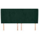 vidaXL sötétzöld bársony fejtámla szárnyakkal203x23x118/128 cm