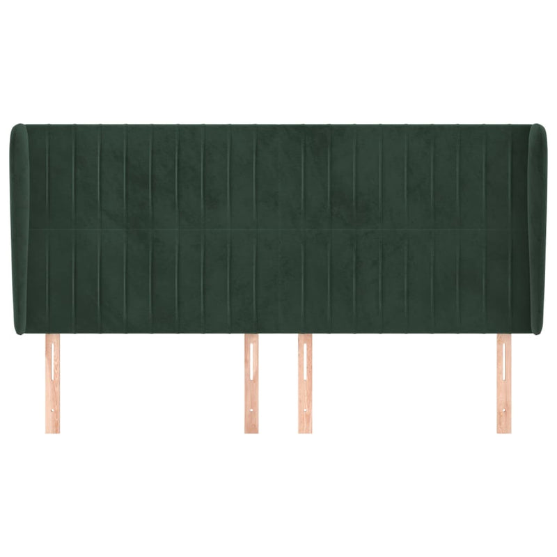 vidaXL sötétzöld bársony fejtámla szárnyakkal203x23x118/128 cm