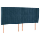 vidaXL sötétkék bársony fejtámla szárnyakkal 203x23x118/128 cm