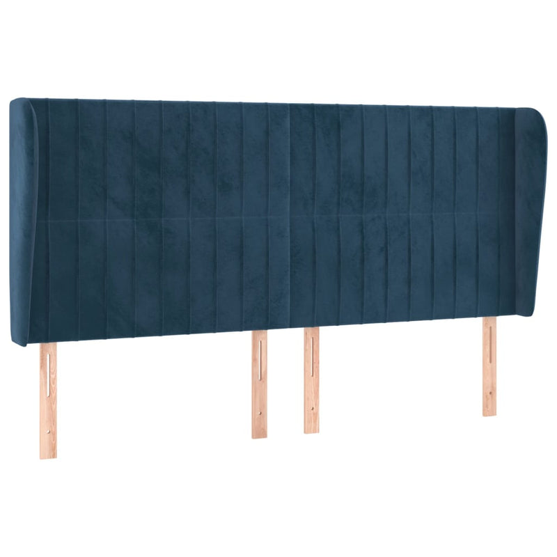 vidaXL sötétkék bársony fejtámla szárnyakkal 203x23x118/128 cm