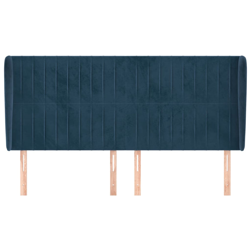 vidaXL sötétkék bársony fejtámla szárnyakkal 203x23x118/128 cm