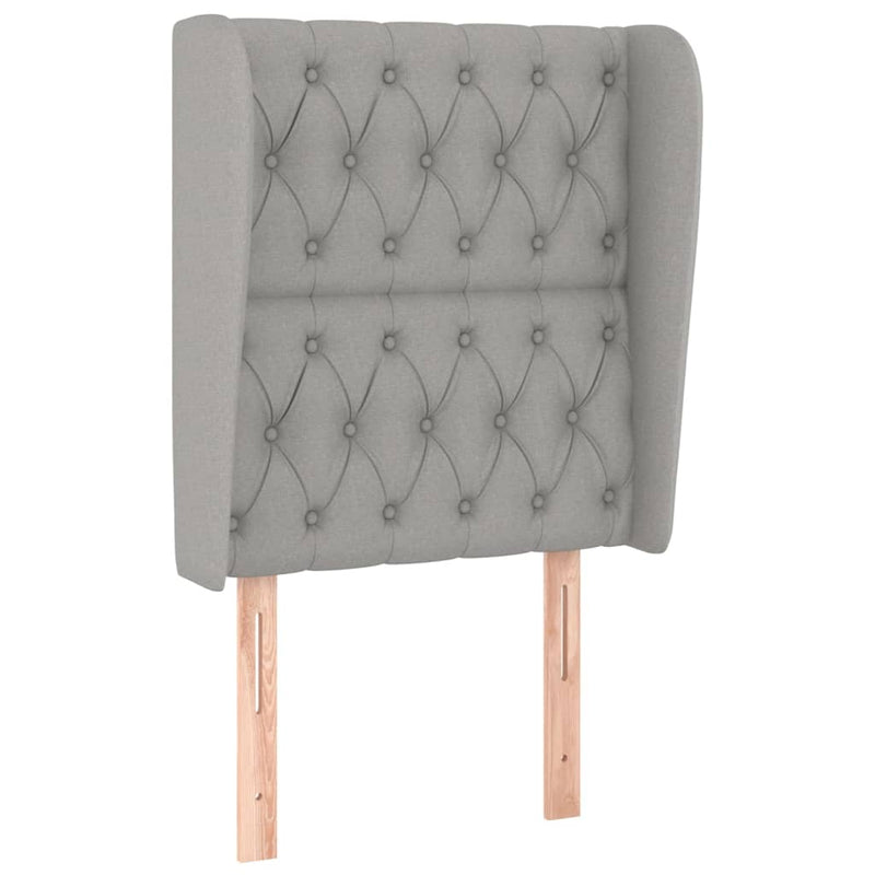 vidaXL világosszürke szövet fejtámla szárnyakkal 83 x 23 x 118/128 cm