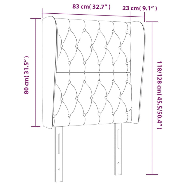 vidaXL világosszürke szövet fejtámla szárnyakkal 83 x 23 x 118/128 cm