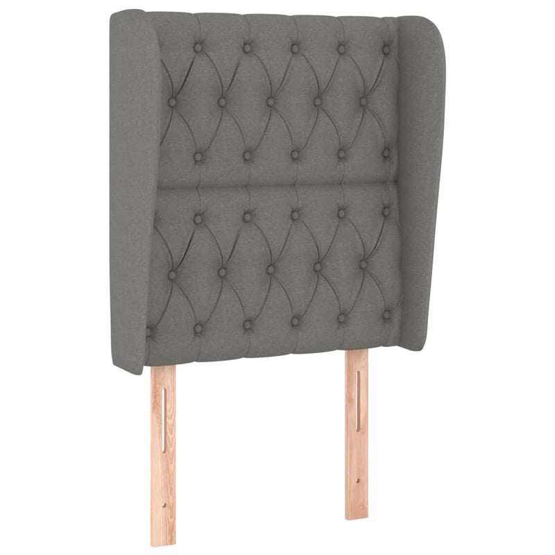 vidaXL sötétszürke szövet fejtámla szárnyakkal 83 x 23 x 118/128 cm