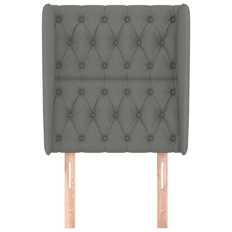 vidaXL sötétszürke szövet fejtámla szárnyakkal 83 x 23 x 118/128 cm