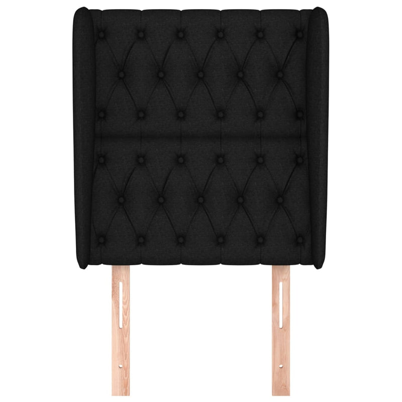 vidaXL fekete szövet fejtámla szárnyakkal 83 x 23 x 118/128 cm